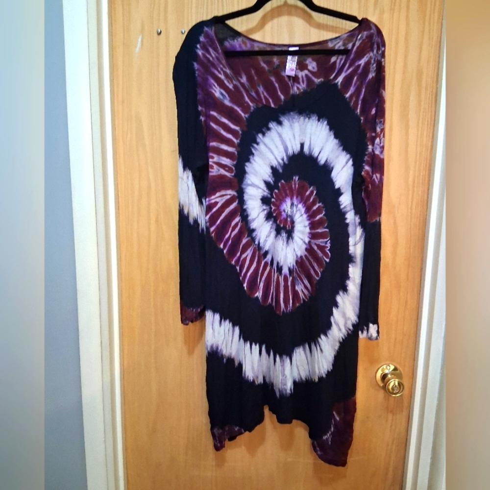 India Boutique Purple and White Spiral Tunic